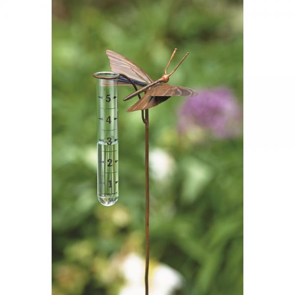 Ancient Graffiti Natural Flamed Copper Rain Gauge - Butterfly