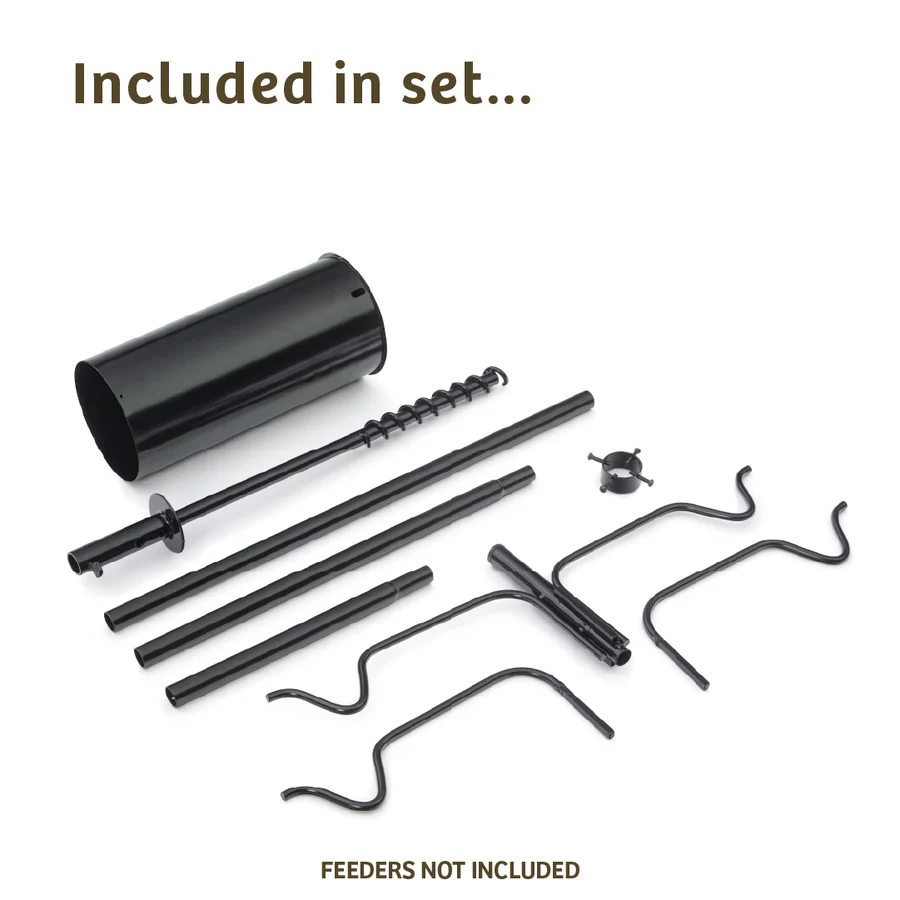 4 Arm Complete Bird Feeder Pole System with Squirrel Baffle  2