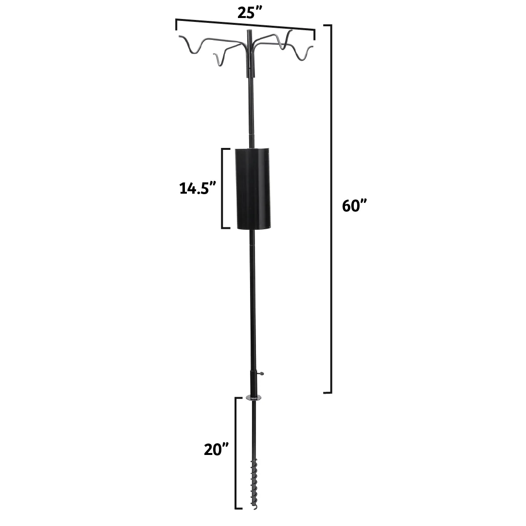 4 Arm Complete Bird Feeder Pole System with Squirrel Baffle  3