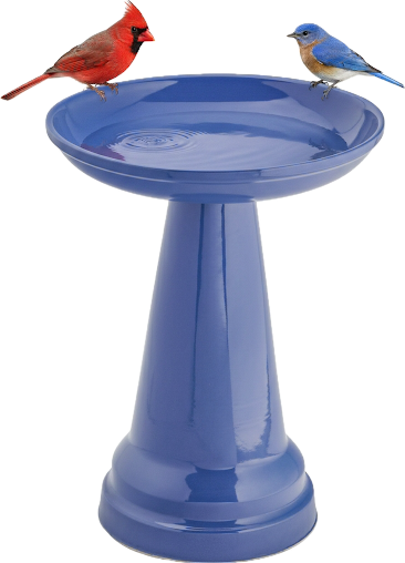 Ohio Stoneware Bird Bath in Summer Blue 