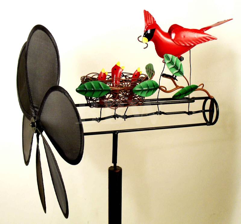 Blue Handworks Cardinal Nest Whirligig with Nylon Prop