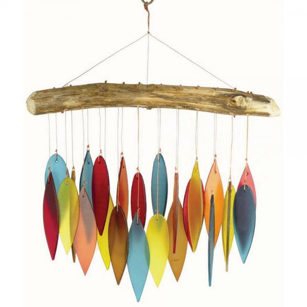 Santa Fe Colors Leaves & Driftwood Glass Wind Chime