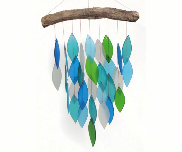 Waterfall  Glass and Driftwood Wind Chime