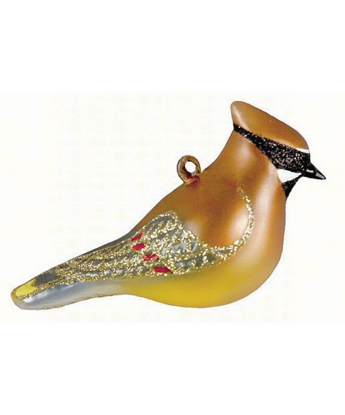  Cobane Cedar Waxwing Glass Ornament