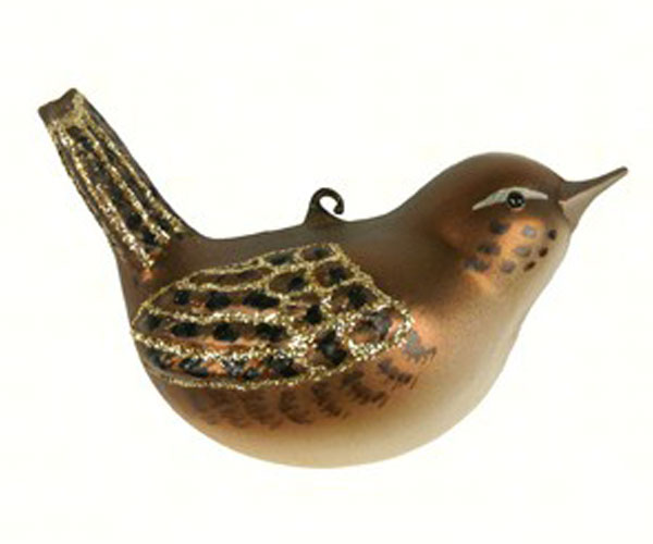  Cobane Handblown Glass House Wren Ornament