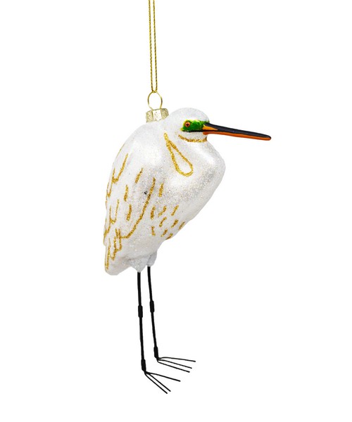  Cobane White Egret Glass Ornament