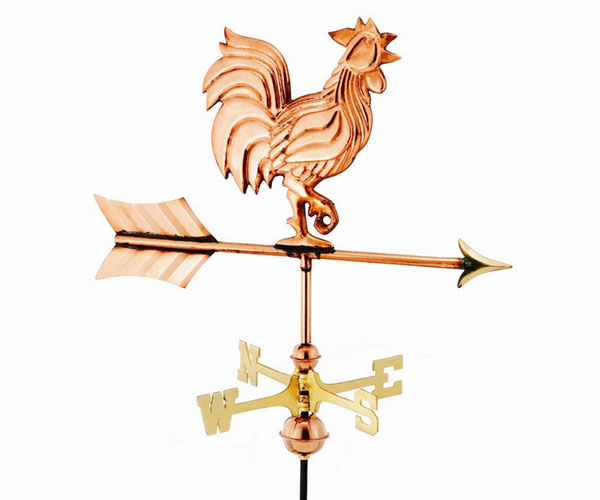 Rooster Polished Copper Garden Weathervane