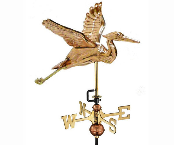 Heron Polished Copper Garden Weathervane