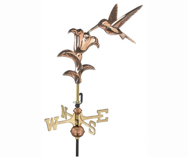 Hummingbird Polished Copper Garden Weathervane