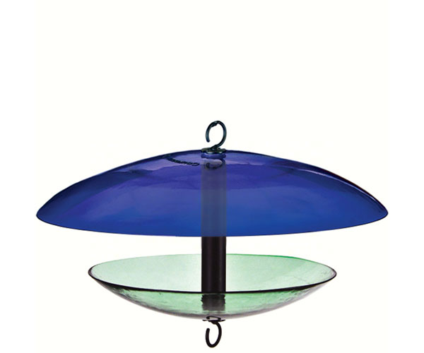Cobalt Glass Feeder with Weather Dome
