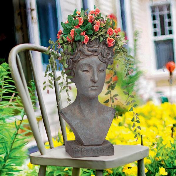 Flora, Roman Nymph of Flowers Sculptural Head Planter                                   Nr