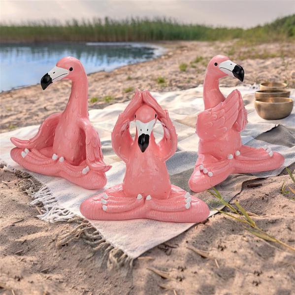 The Zen of Pink Flamingos Yoga Garden Statues-Set of 3 Large