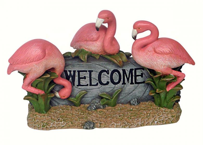 Pink Flamingo Welcome Statue
