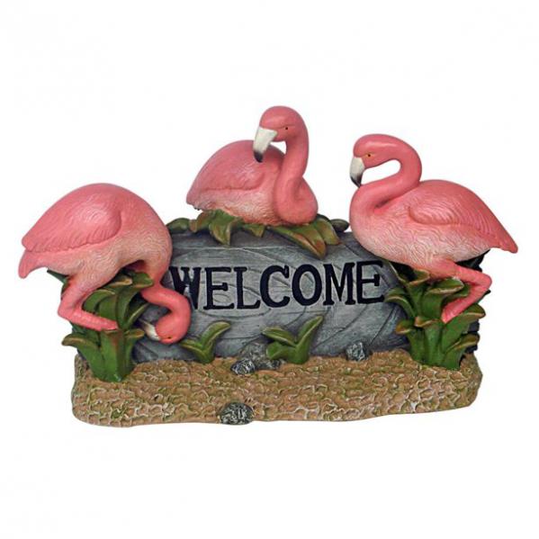 Pink Flamingo Welcome Statue