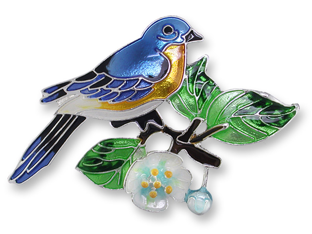 Zarlite Bluebird and Dogwood Pin