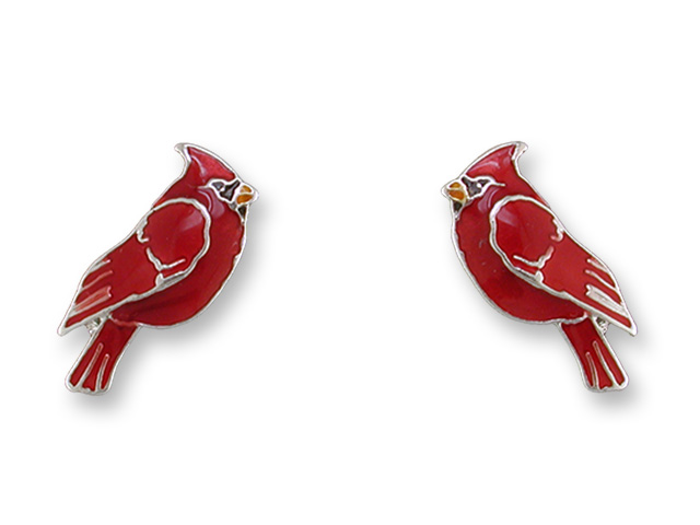 Zarlite Red Post Cardinal Earrings
