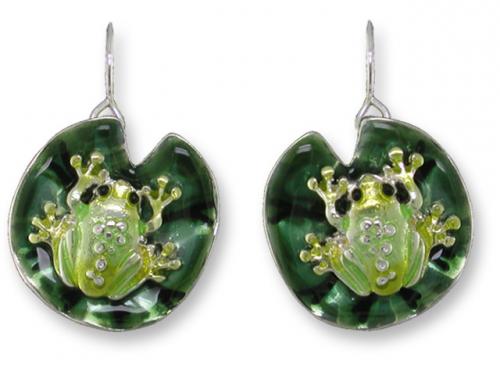 Zarlite Frog on Lily Pad Ultrafine Earrings