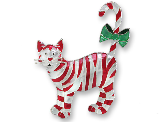 Zarlite Candy Cane Cat Pin